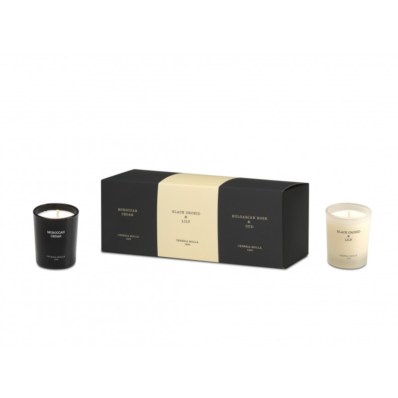 Luxury Candle Gift Set (2.4oz Bulgarian Rose-Black Orchid & Lily-Moroccan  Cedar)